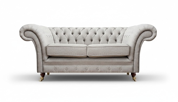 Polstermöbel Grau Zweisitzer Sofa Couch Wohnzimmer Chesterfield