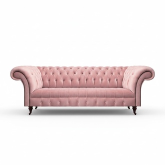 Polstermöbel Sofa Dreisitze Neu Textil Rosa Einrichtung Chesterfield Wohnzimmer