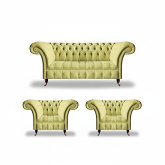 Polstermöbel Sofagarnitur Wohnzimmer 3tlg Chesterfield Textil Polstersofas