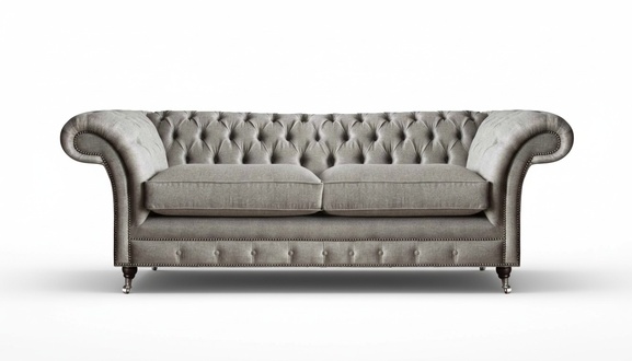 Polstersofa Grau Möbel Luxus Sofa Couch Zweisitzer Chesterfield Sitzmöbel Textil