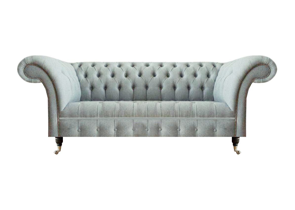 Hellgraue Chesterfield Polstermöbel Wohnzimmer 3-Sitzer Couch Edle Möbel