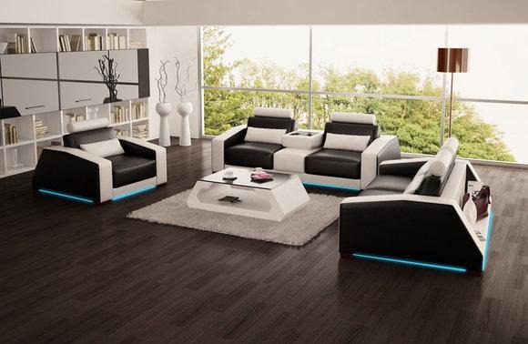 Ledersofa Couch Sofagarnitur Neu 3+2+1 Sitzer Garnitur Design Modern