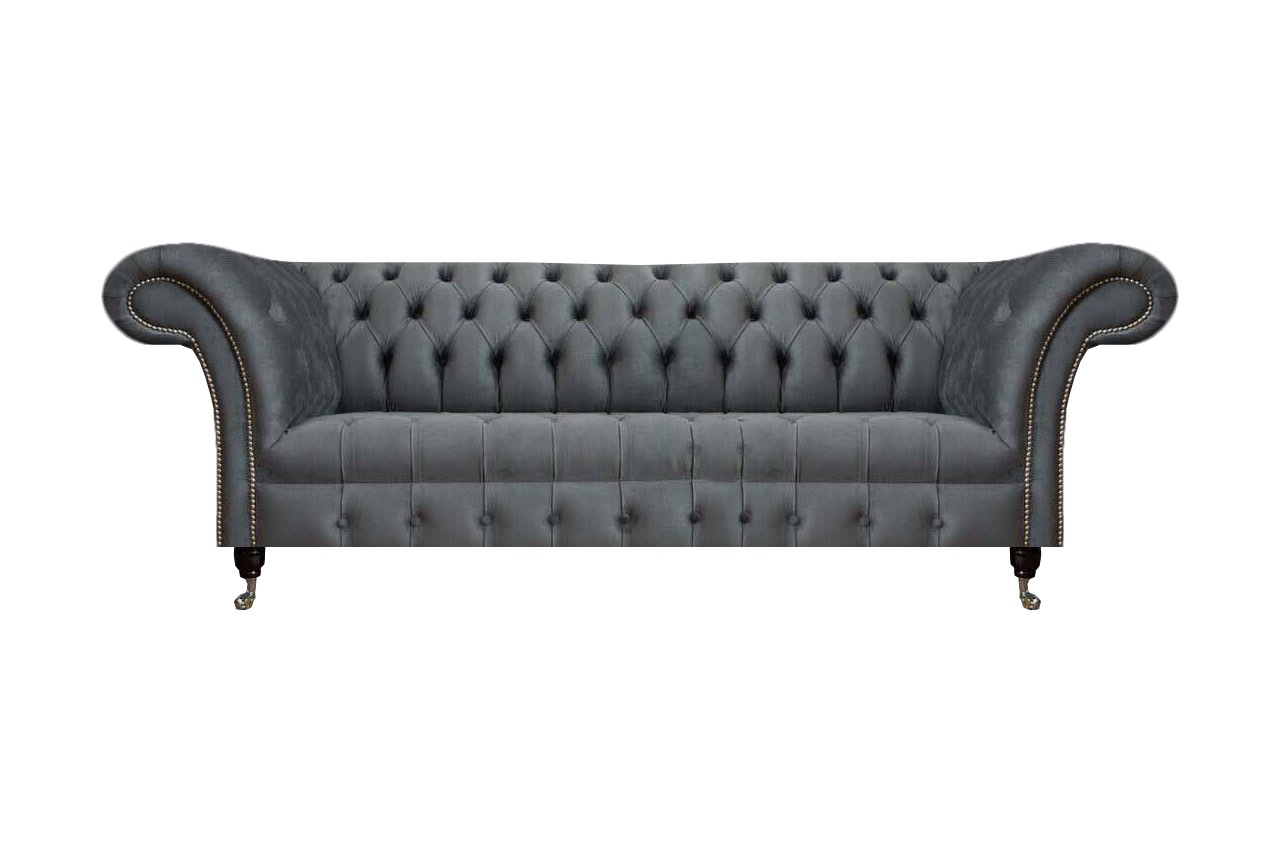 Graues Chesterfield Polstersofa Wohnzimmer Designer Sitzmöbel Couchen