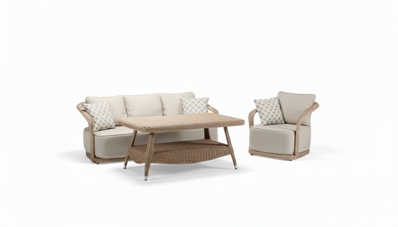 Rattanmöbel Garnitur Balkonmöbel Loungemöbel Terrassenmöbel Gartenlounge 3tlg