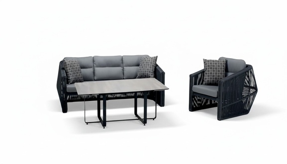 Rattanmöbel Garnitur Loungemöbel Terrassenmöbel Gartenlounge Balkonmöbel 3tlg