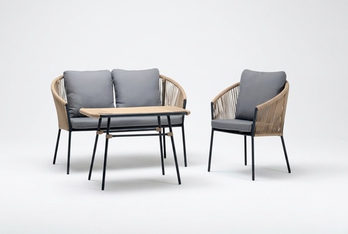Rattanmöbel Lounge Garten Terrasse Sofa Möbel Balkon Couch 2+1 + Couchtisch