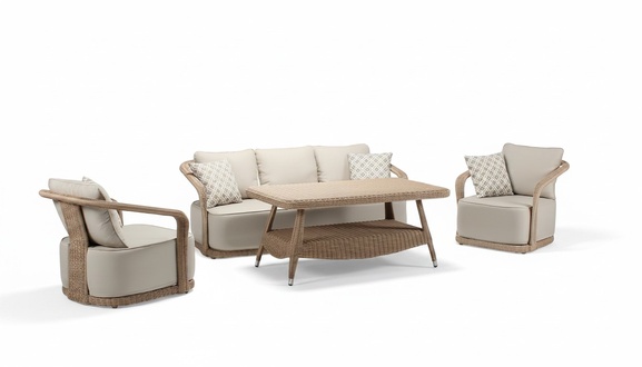 Rattanmöbel Outdoor Balkonmöbel Gartenmöbel Sitzgarnitur Terrassenmöbel 4tlg.
