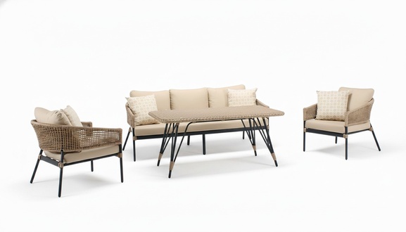 Rattanmöbel Sofagarnitur Garten Terrasse Set Outdoor Lounge Möbel Balkon 4tlg.