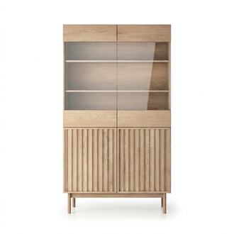 Regalschrank Schrank Holzschrank Buffet Vitrinenschrank Mit Glasfront