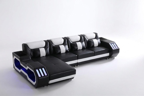 Relax Couchen L Form Shape Sofa Couch Garnitur Beleuchtet Wohnlandschaft