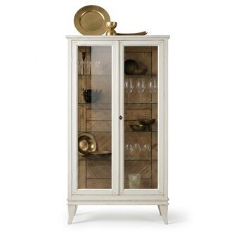 Retro Style Glas Esszimmerschrank Glastisch Schrank Vitrine Wohnzimmer Vitrinen