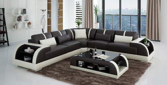 Leder L Form Wohnlandschaft Couch Big Modern XXL Sofa Polster Ecke Garnitur