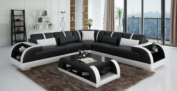 Leder L Form Wohnlandschaft Couch Modern Big XXL Sofa Polster Ecke Garnitur