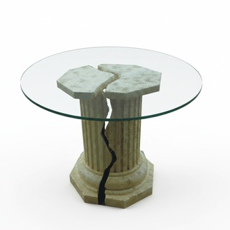 Römisches Design Couchtisch Rund Beistelltisch Säulen Wohnzimmer