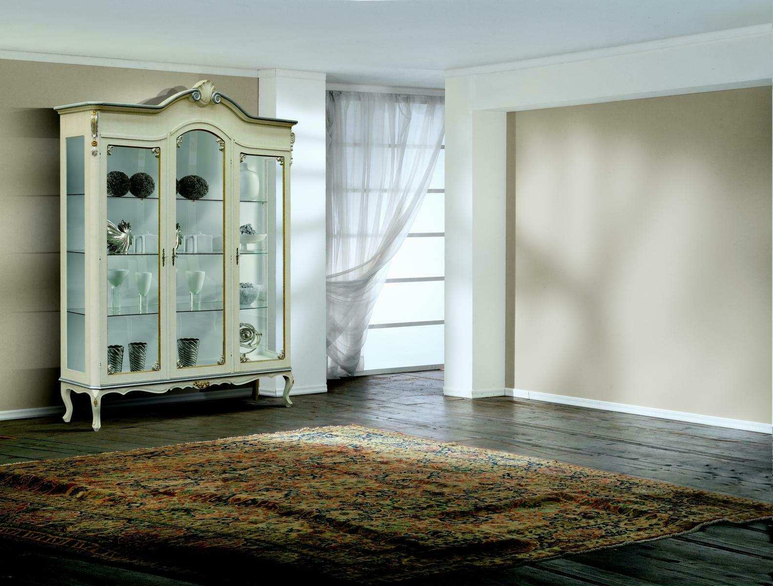 Design Italienische Luxus Holz Möbel Barock Schrank Vitrine Weiß Wohnzimmer xxl Neu