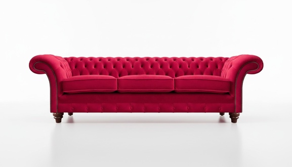 Rotes Chesterfield 3-Sitzer Sofa Wohnzimmer Designer Couchen Stoffsofa