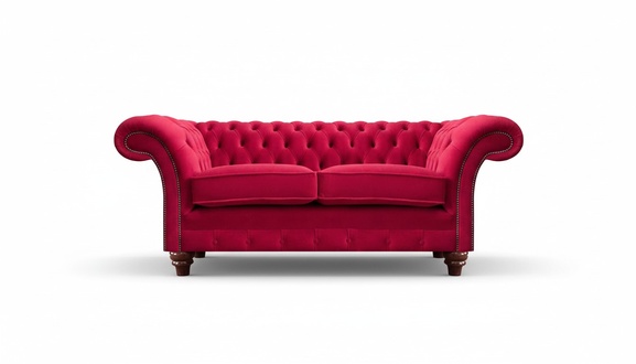 Rotes Chesterfield Sofa Exklusiver Zweisitzer Wohnzimmer Polstercouchen