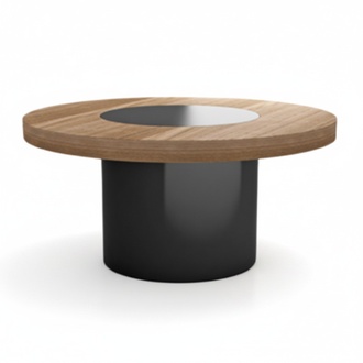 Rund Besprechungstisch Arbeitszimmer Chef Exclusive Büro CEO Helles Holz Modern