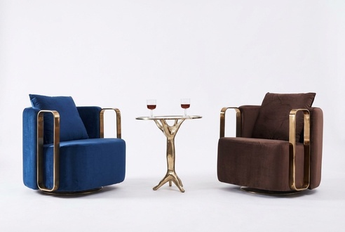 Runder Sessel Couch Edelstahl Rundsessel Wartezimmer Design Möbel