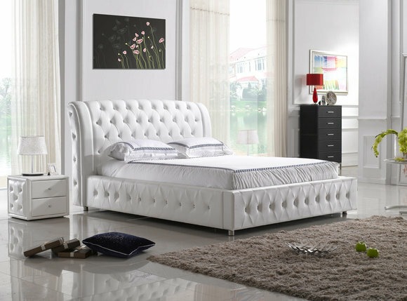 POLSTERBETT LEDERBETT BETT BETT MODELL B04(EV) white 160/180