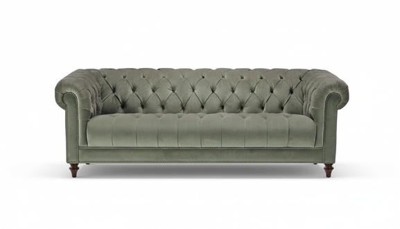 Salbeigrün Dreisitzer Stoff Wohnzimmer Design Polster Sofa Sofas Chesterfield