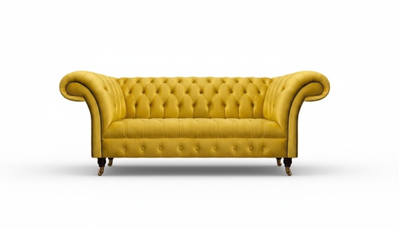 Schicke Chesterfield Gelbe Couch Wohnzimmer Dreisitzer Luxus Edle Couch
