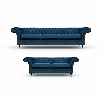 Schicke Chesterfield Sitzmöbel Designer 3-Sitzer Moderner Zweisitzer 2tlg
