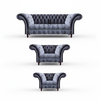 Schicke Graue Polstersofas Chesterfield Textilmöbel Wohnzimmer Einrichtung