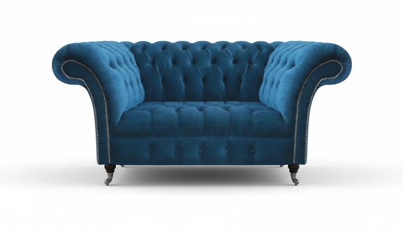 Schicker Blauer Chesterfield Zweisitzer Moderne Wohnzimmer Sitzmöbel