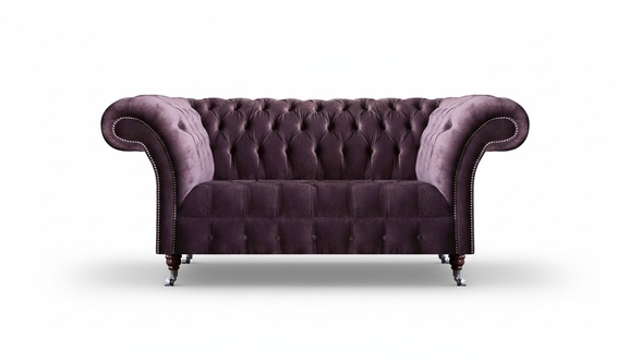 Schicker Chesterfield Lila Dreisitzer Wohnzimmer Polstercouch Edle Möbel