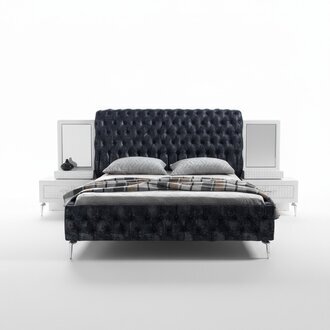 Schlafzimmer Bett Chesterfield Polster Design Doppel Betten Schwarz