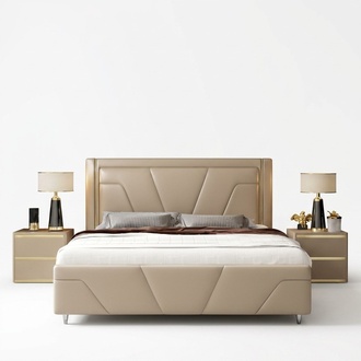 Schlafzimmer Bett Polster Design Möbel Luxus Doppel Beige Betten Modern