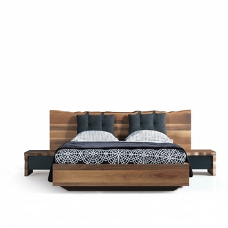 Schlafzimmer Garnitur Bett 2x Nachttisch Set Möbel 3tlg. braun