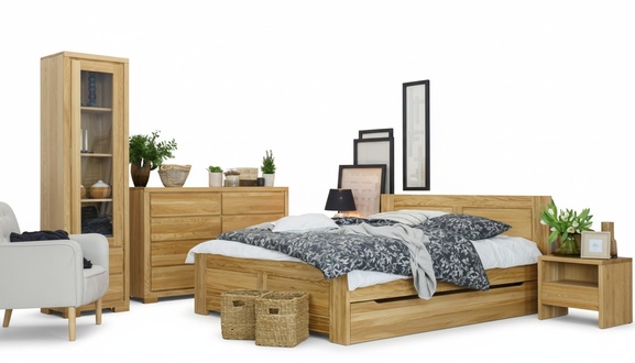 Schlafzimmer Holzbett Echtes Holz Bett Betten Hotel 180x200 Stil Massive Möbel