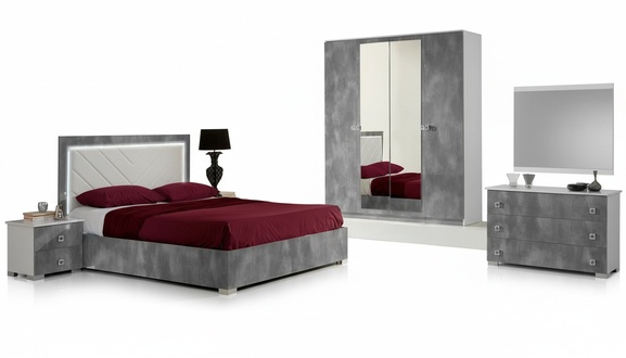 Schlafzimmer Italienische Möbel Set Luxus 6tlg. Bett Betten Schrank Kommode