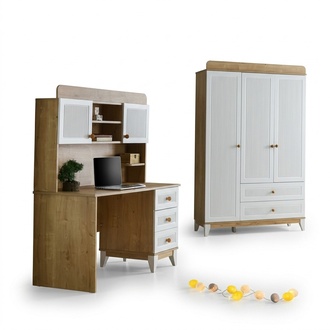 Schlafzimmer Kinder Jugend Zimmer Set Kleiderschrank Schreibtisch 2 teiliges