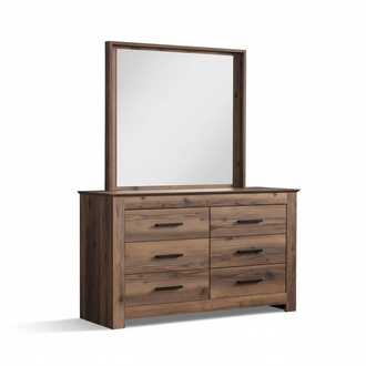 Schlafzimmer Kommode mit Spiegel modernen Stil elegante Möbel braune Holzmöbel