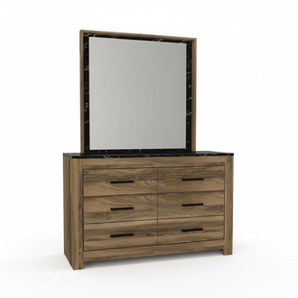 Schlafzimmer Kommode mit Spiegel modernen Stil elegante Möbel braune Holzmöbel
