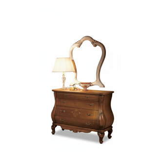 Schlafzimmer Kommode mit Spiegel Luxus klassische Möbel Set 2tlg Holz