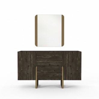 Schlafzimmer Kommode mit Spiegel modernen Stil elegante Möbel Schwarz Holzmöbel