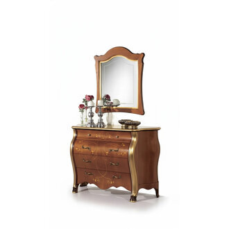 Schlafzimmer Möbel Kommode mit Spiegel Luxus klassische Möbel Set 2tlg