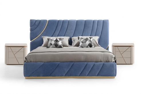 Schlafzimmer set Bett 2x Nachttische 3tlg. Blau neu Modern Komplett Luxus Möbel