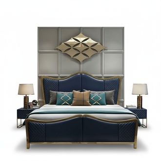 Schlafzimmer Set Designer Luxus Gruppe Garnitur Bett 2x Nachttisch 3 tlg Neu