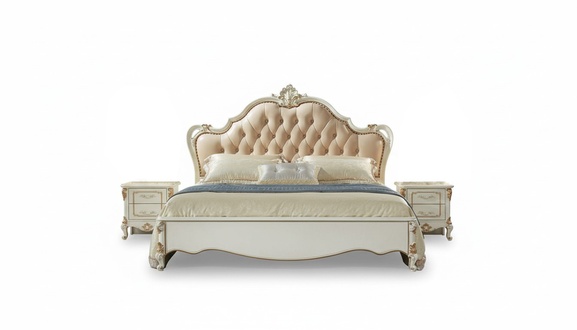 Schlafzimmer Set Weiß Bett Luxus 2x Nachttische Design Klassische Elegantes Neu