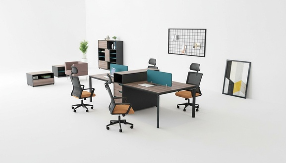 Schreibtisch workstation tisch 4 arbeitsplätze counter holz tische büro