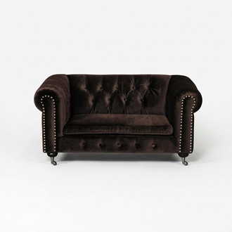 Schwarz Barock Sofa Couch - Chesterfield Stoff 2 Sitzer Leder Textil