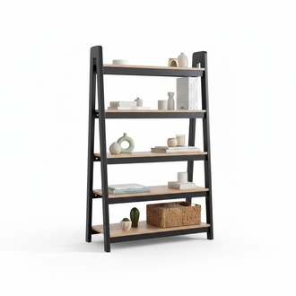 Schwarz-Beiger Bücherregal Wohnzimmer Aktenregale Holz Ablagen Möbel