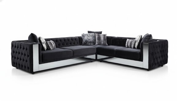 Schwarz Chesterfield Polstersofa Sofa Ecksofa Garnitur Polster Luxus Ecke Sofas
