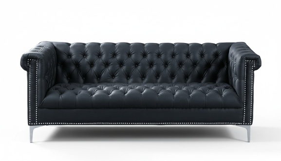 Schwarz Dreisitzer Chesterfield Modern Design Couchen Leder Sofa Designer Möbel