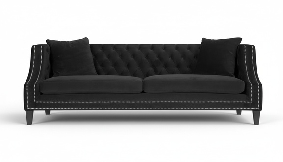 Schwarz Luxus Sofa Zweisitzer Couch Chesterfield Wohnzimmer Polstermöbel